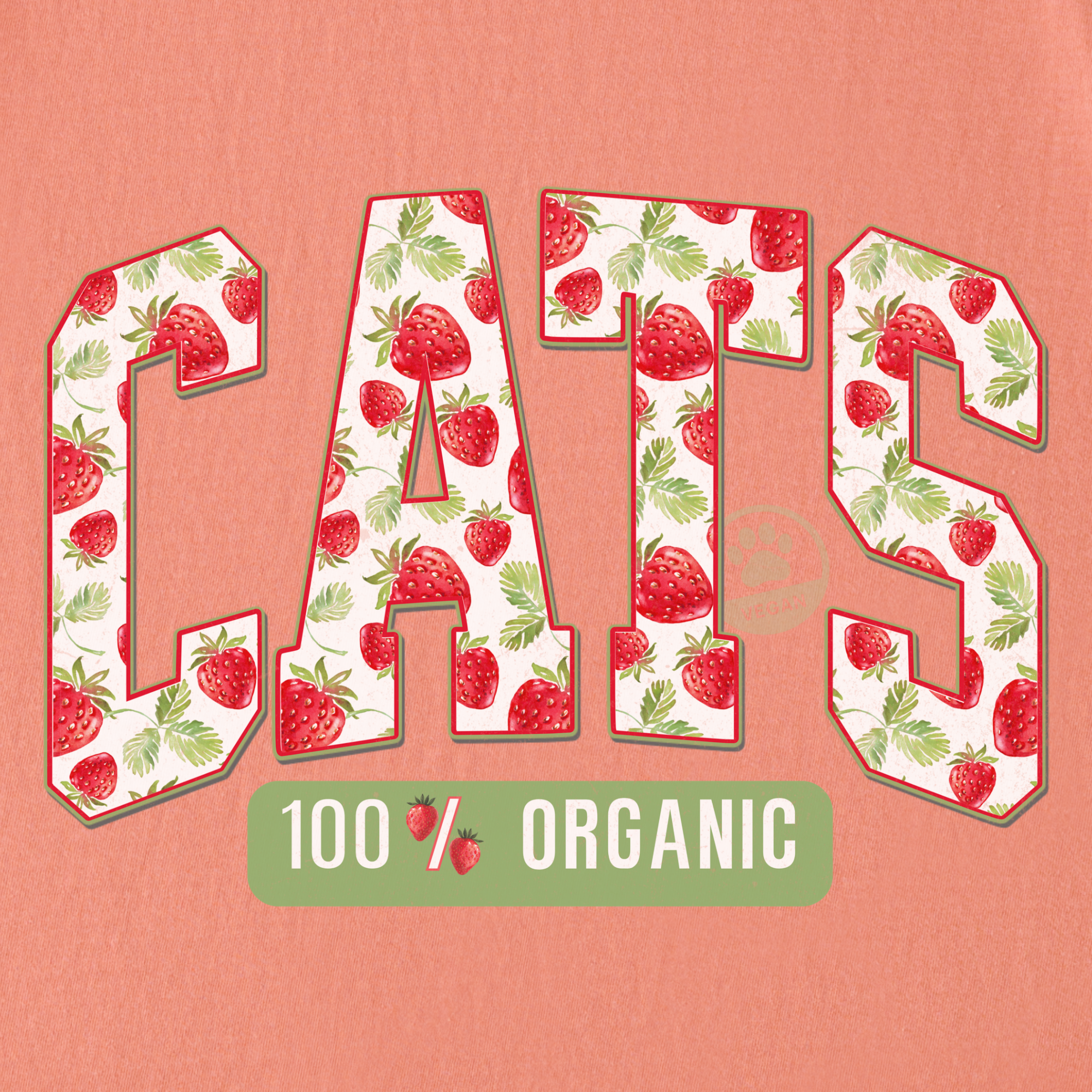 floral-vintage-strawberry-market-cats-organic-cat-text-comfort-colors-t-shirt-in-terracotta - Terracotta Full Graphic