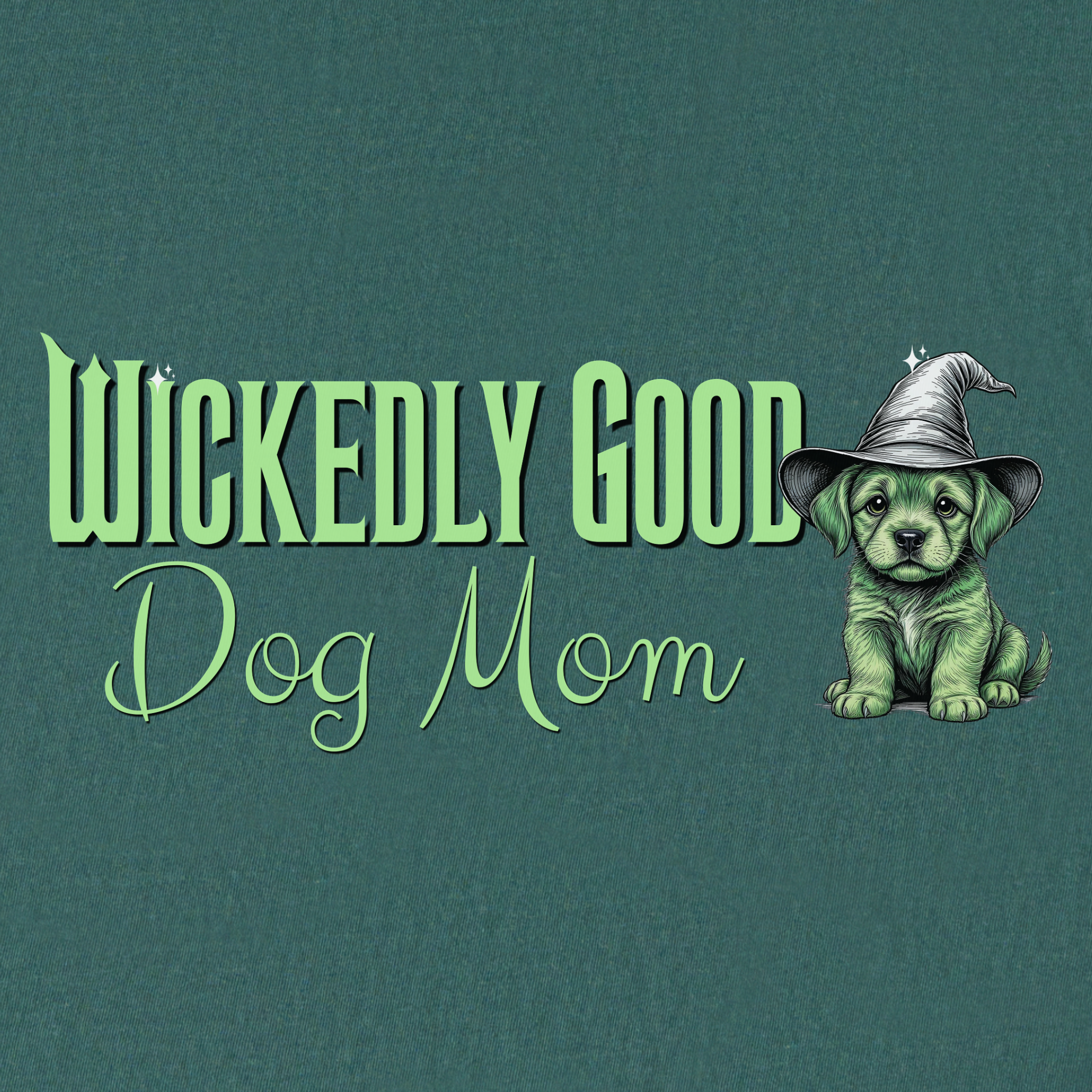 movie-inspired-green-wickedly-good-dog-mom-dog-graphic-comfort-colors-t-shirt-in-blue-spruce - Blue Spruce Full Graphic