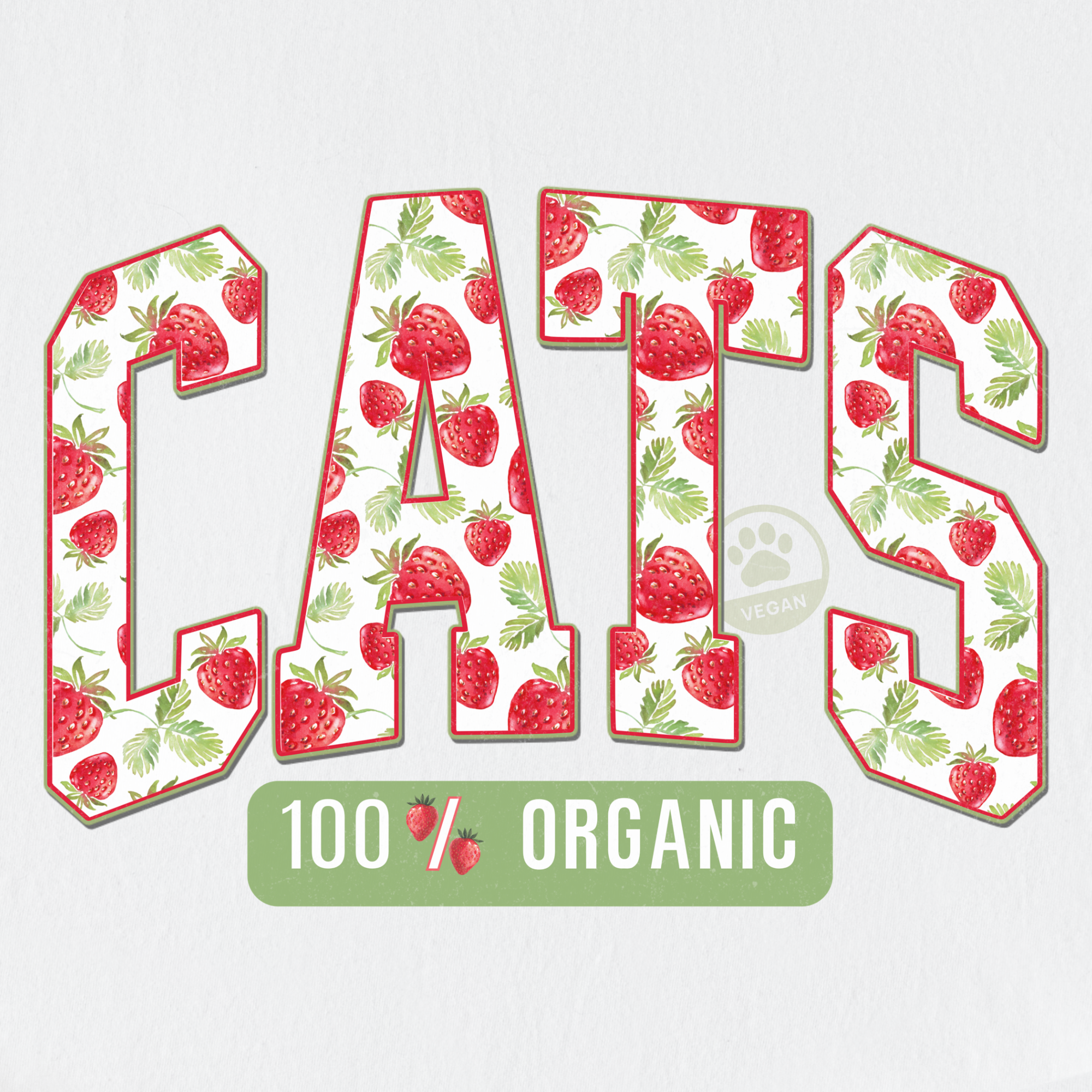 floral-vintage-strawberry-market-cats-organic-cat-text-comfort-colors-t-shirt-in-white - White Full Graphic