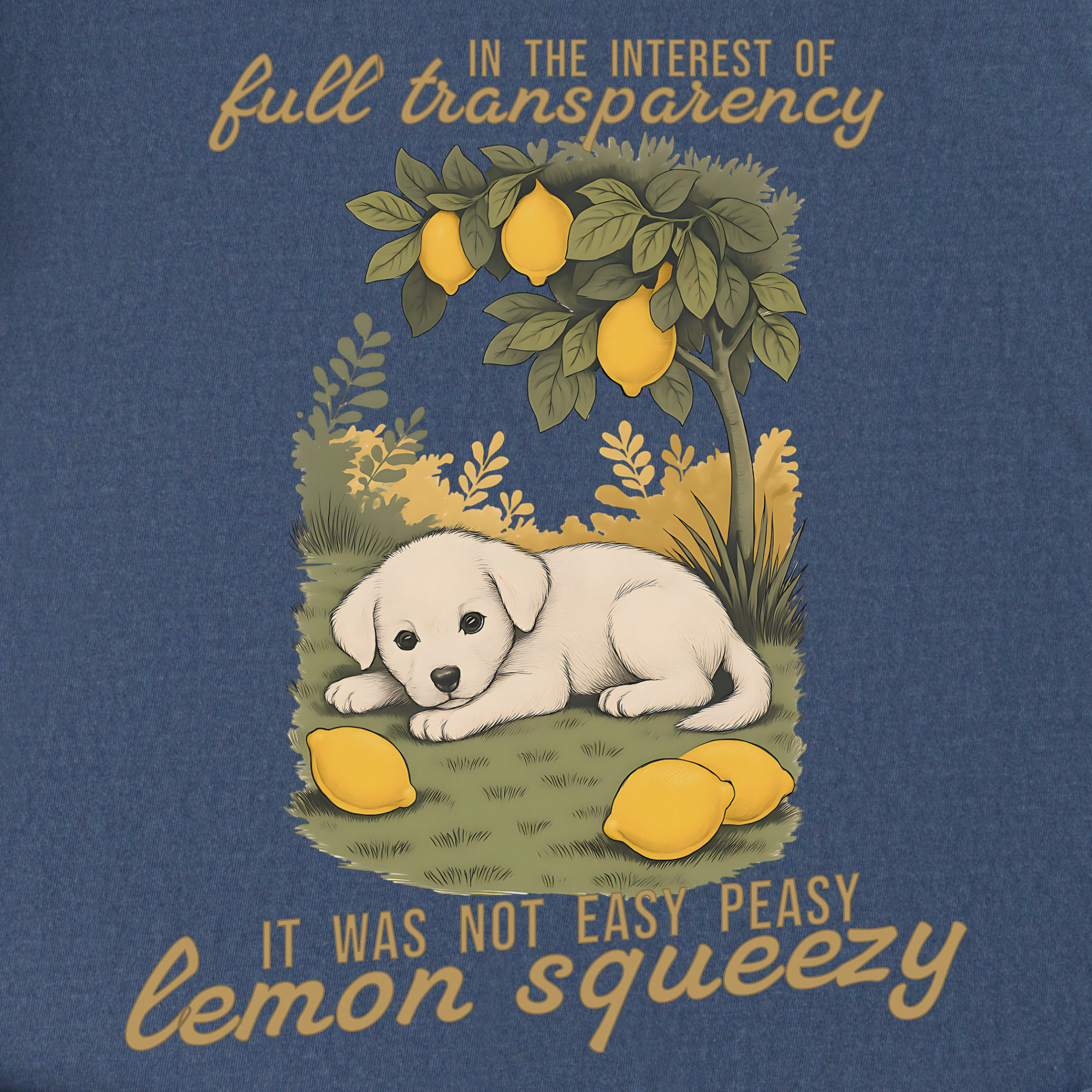 vintage-not-so-easy-lemon-squeezy-dog-dog-graphic-comfort-colors-t-shirt-in-denim - Denim Full Graphic