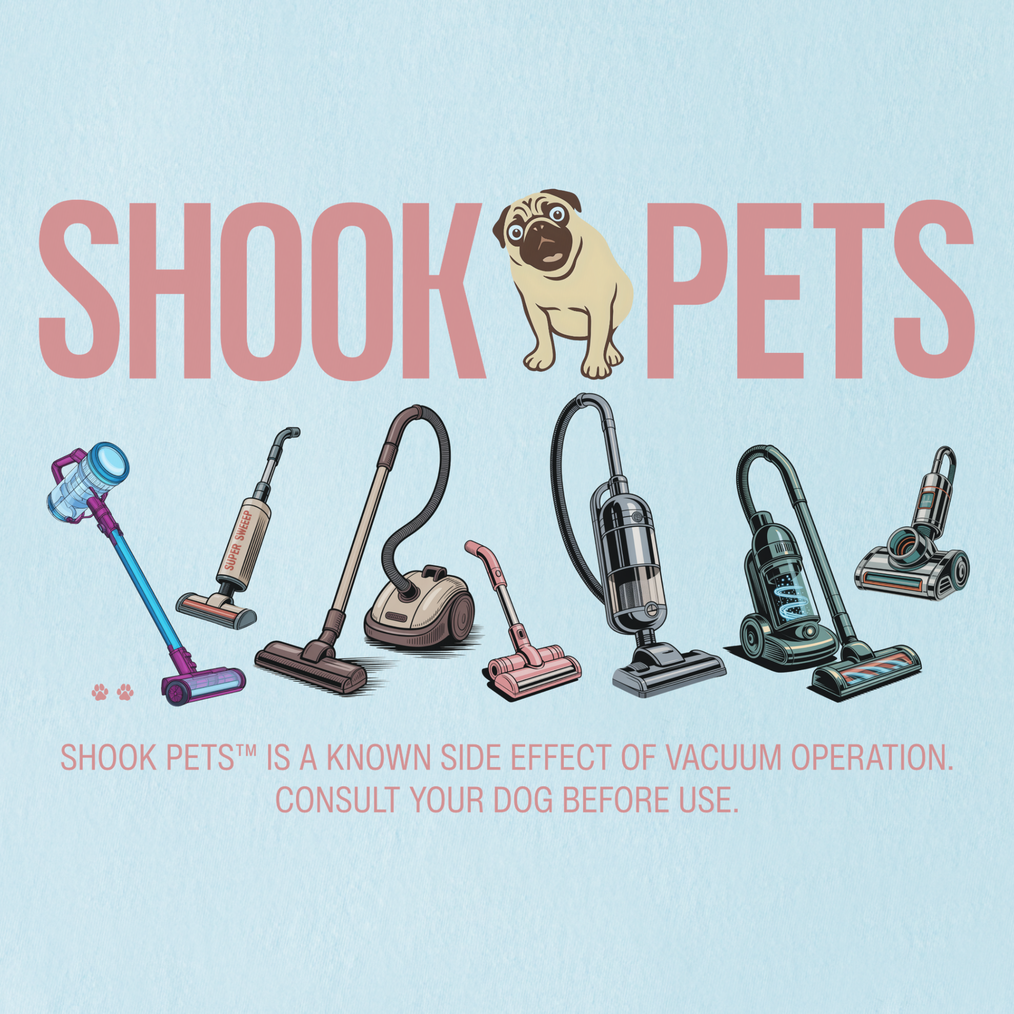 retro-shook-pets-vacuum-wars-dog-graphic-comfort-colors-t-shirt-in-chambray - Chambray Full Graphic