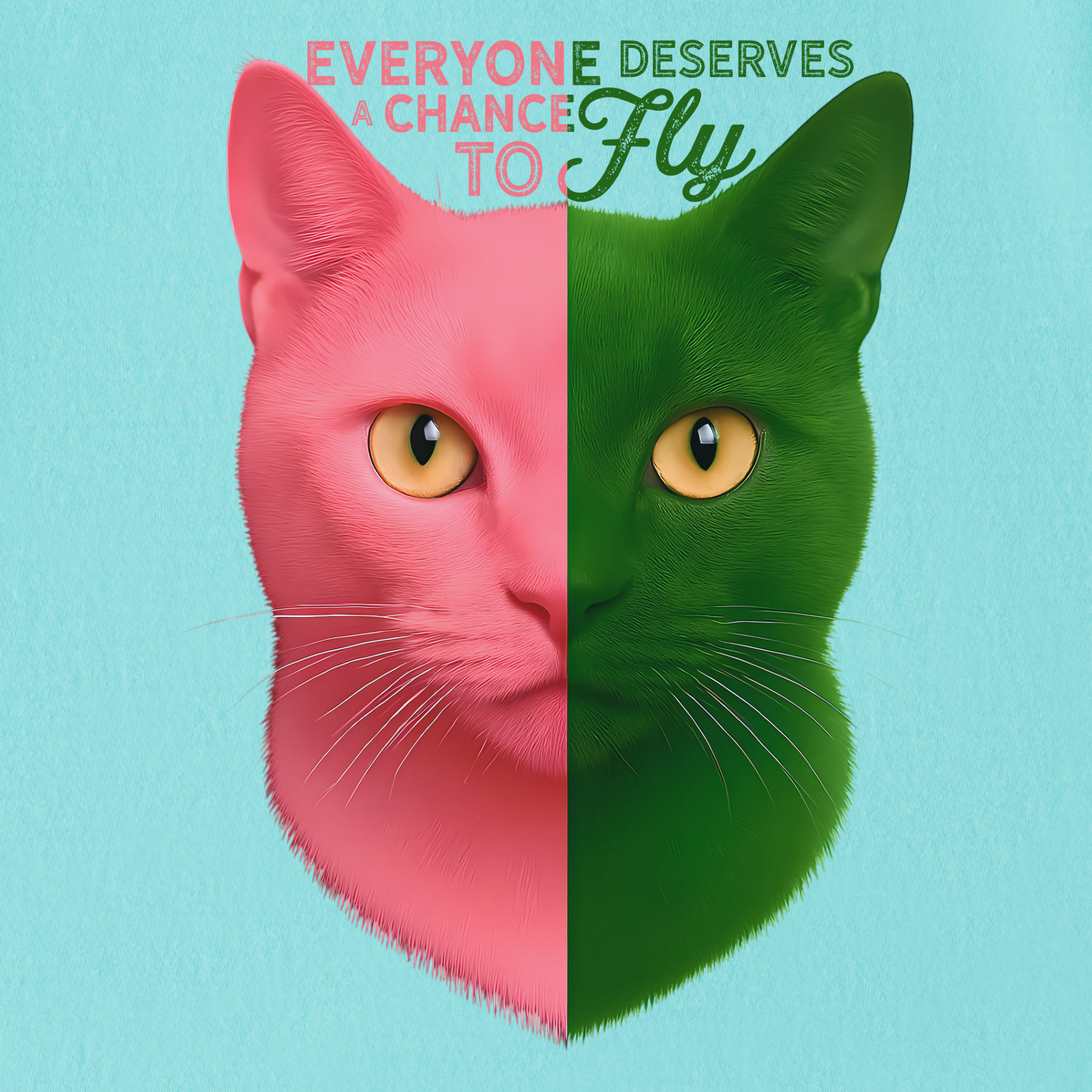 movie-inspired-everyone-deserves-a-chance-to-fly-cat-graphic-comfort-colors-t-shirt-in-chalky-mint - Chalky Mint Full Graphic