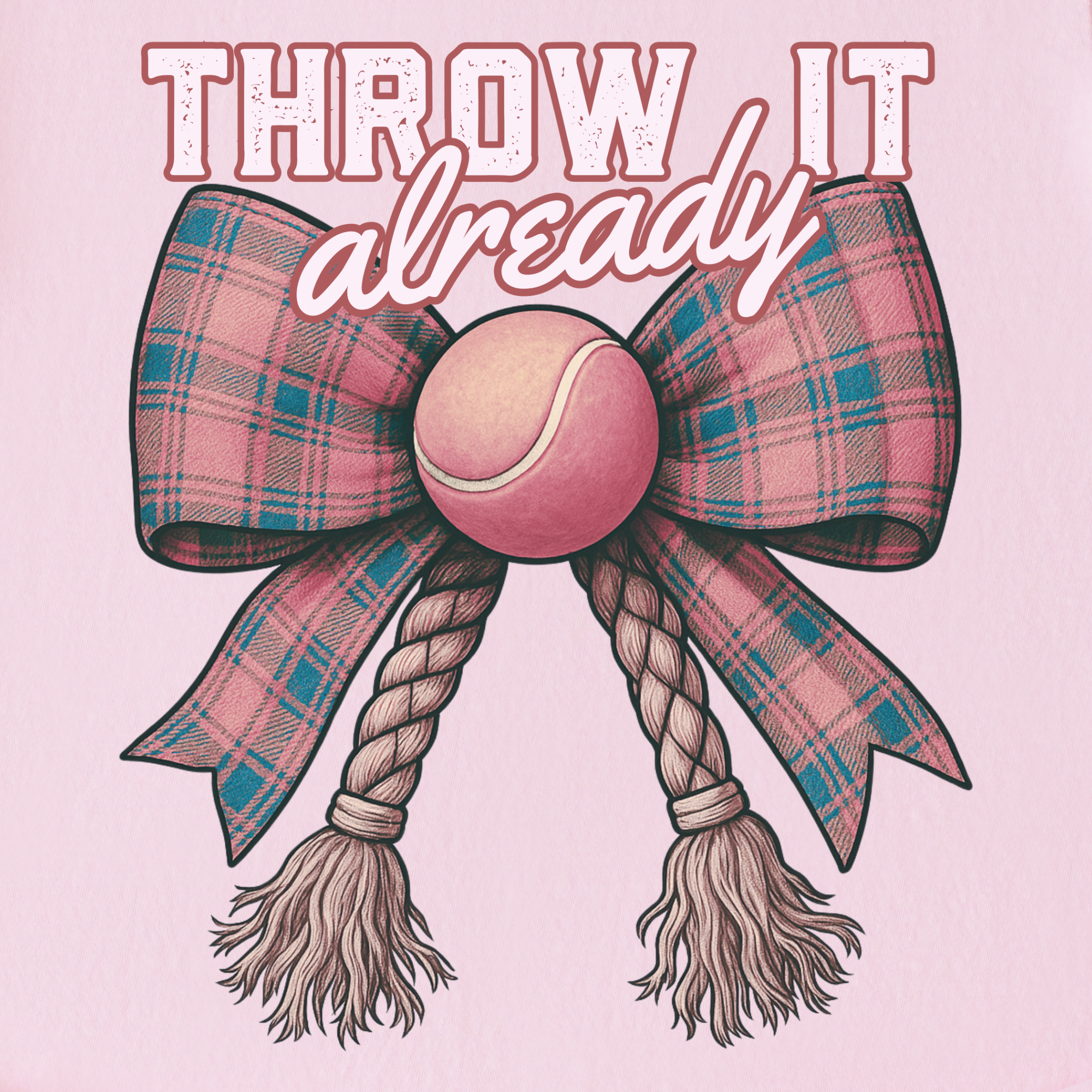retro-throw-it-already-dog-chew-toy-bow-in-pink-dog-bow-comfort-colors-t-shirt-in-blossom - Blossom Full Graphic