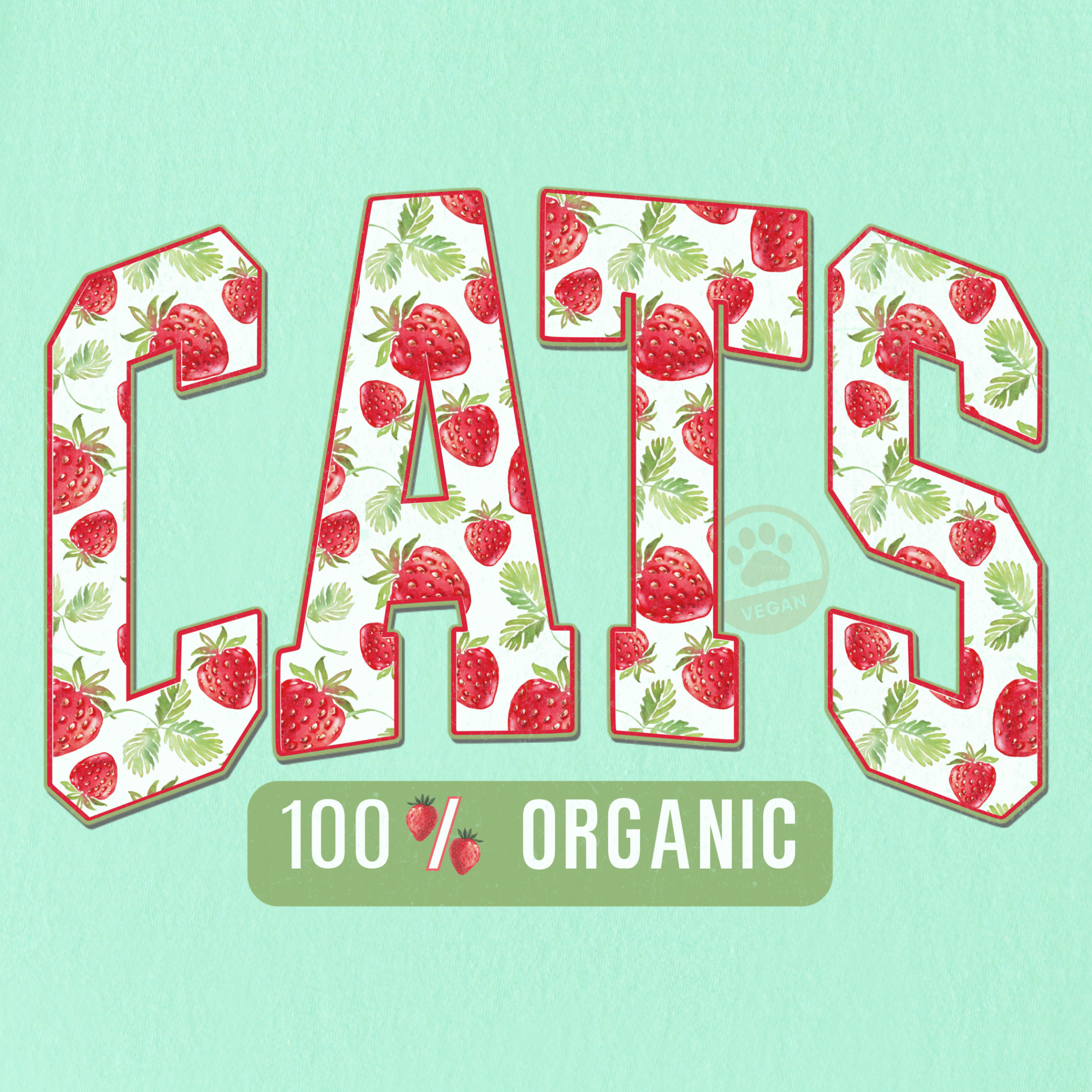 floral-vintage-strawberry-market-cats-organic-cat-text-comfort-colors-t-shirt-in-island-reef - Island Reef Full Graphic