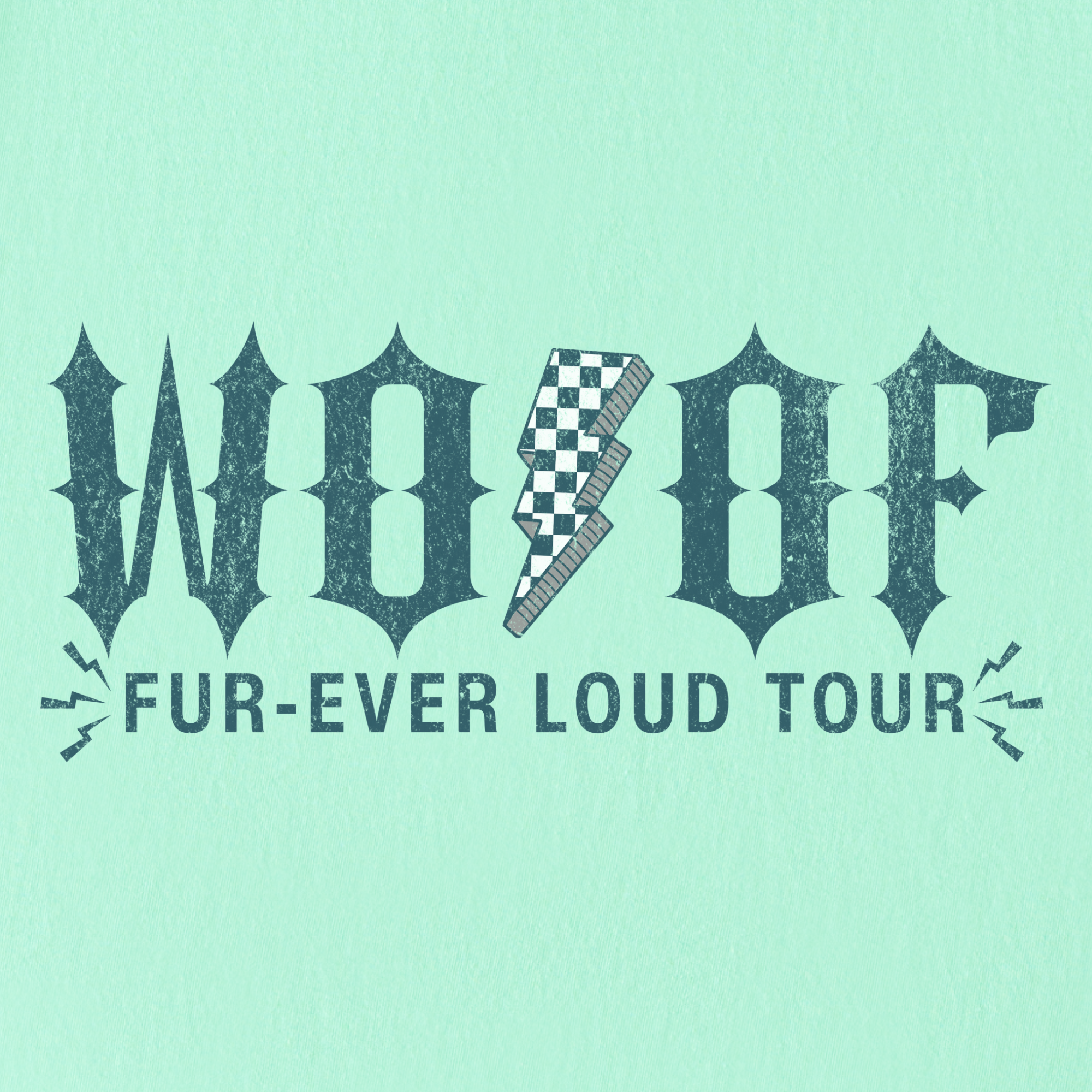 artistic-woof-furever-loud-tour-dog-graphic-comfort-colors-t-shirt-in-island-reef - Island Reef Full Graphic