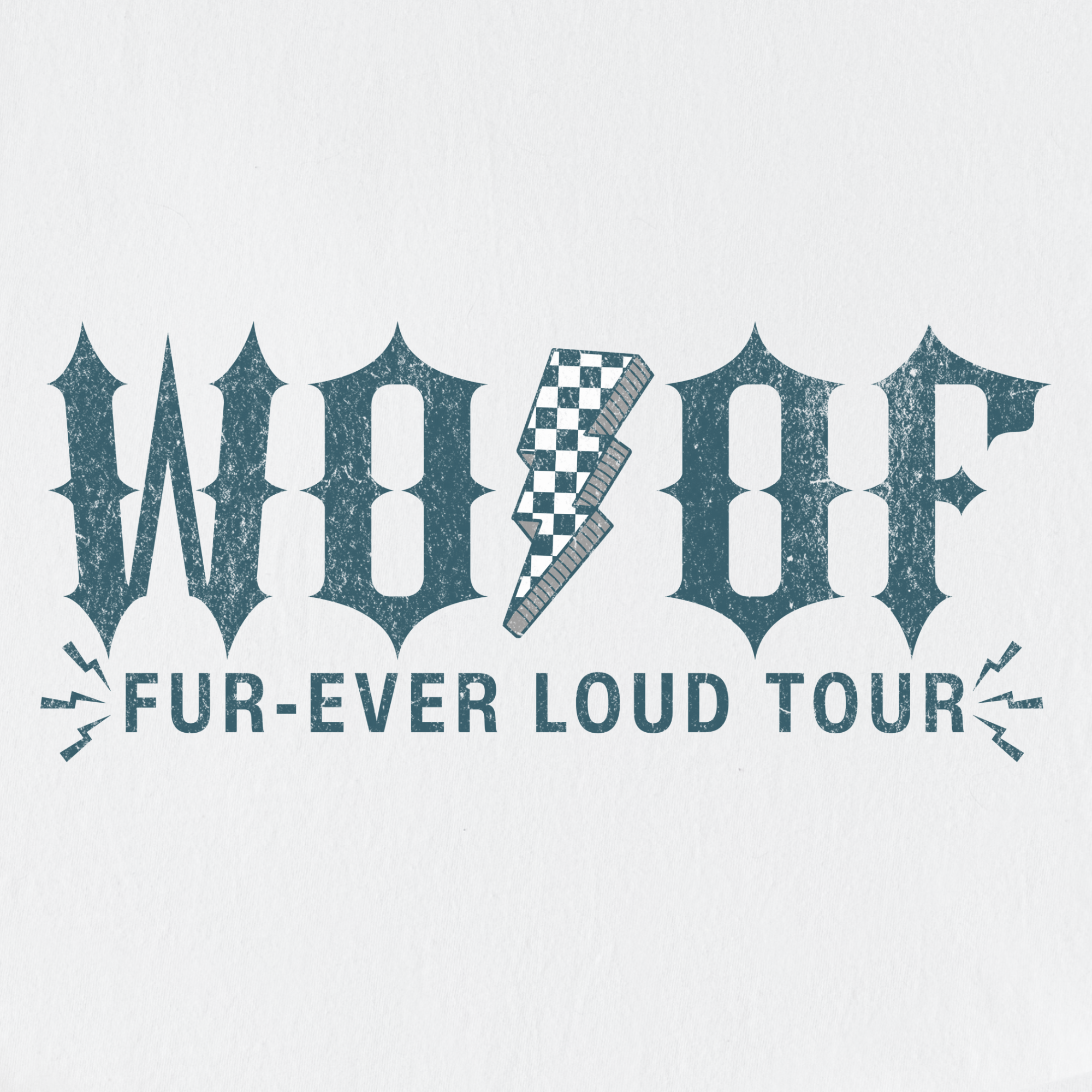 artistic-woof-furever-loud-tour-dog-graphic-comfort-colors-t-shirt-in-white - White Full Graphic