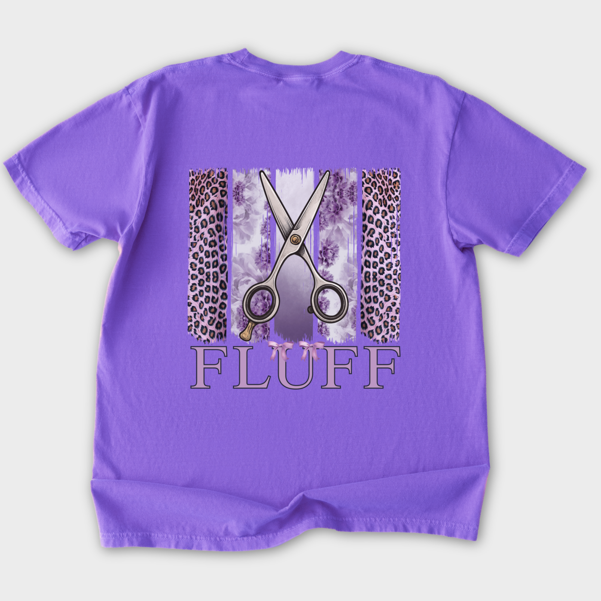 artistic-groomer-fluff-brush-stroke-dog-graphic-comfort-colors-t-shirt-in-violet - Violet Flat Lay Back