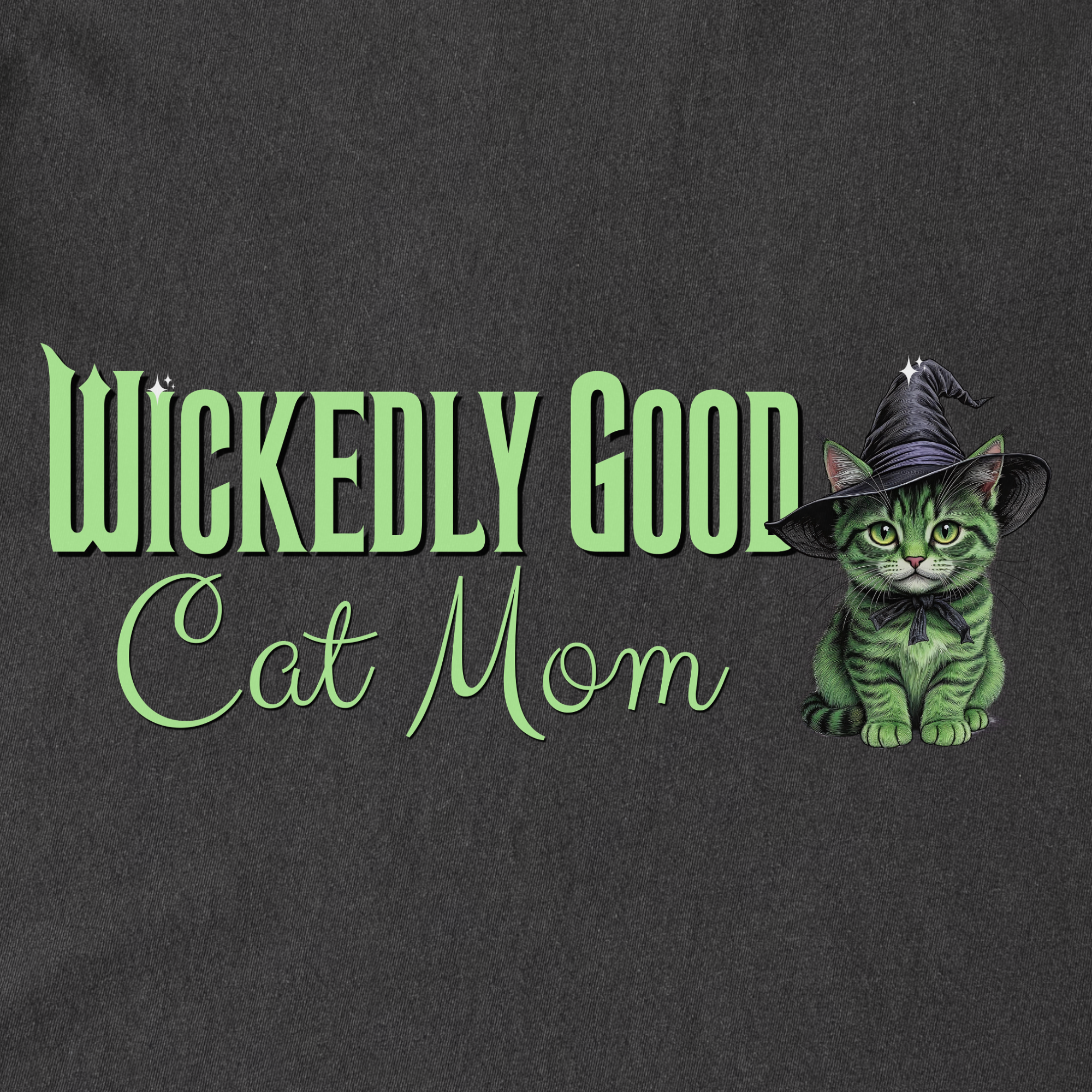 movie-inspired-green-wickedly-good-cat-mom-cat-graphic-comfort-colors-t-shirt-in-pepper - Pepper Full Graphic
