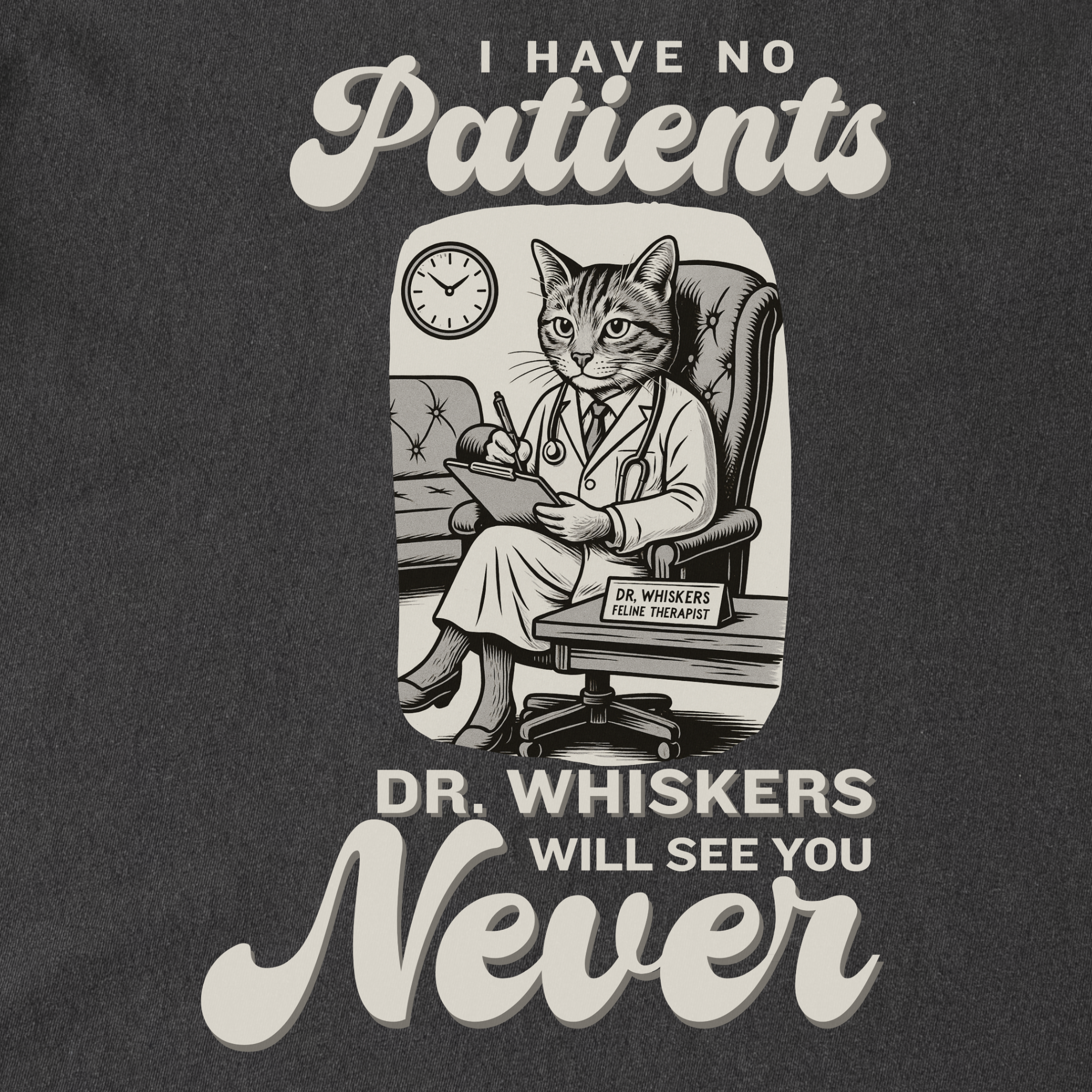 retro-i-have-no-patients-cat-graphic-comfort-colors-t-shirt-in-pepper - Pepper Full Graphic