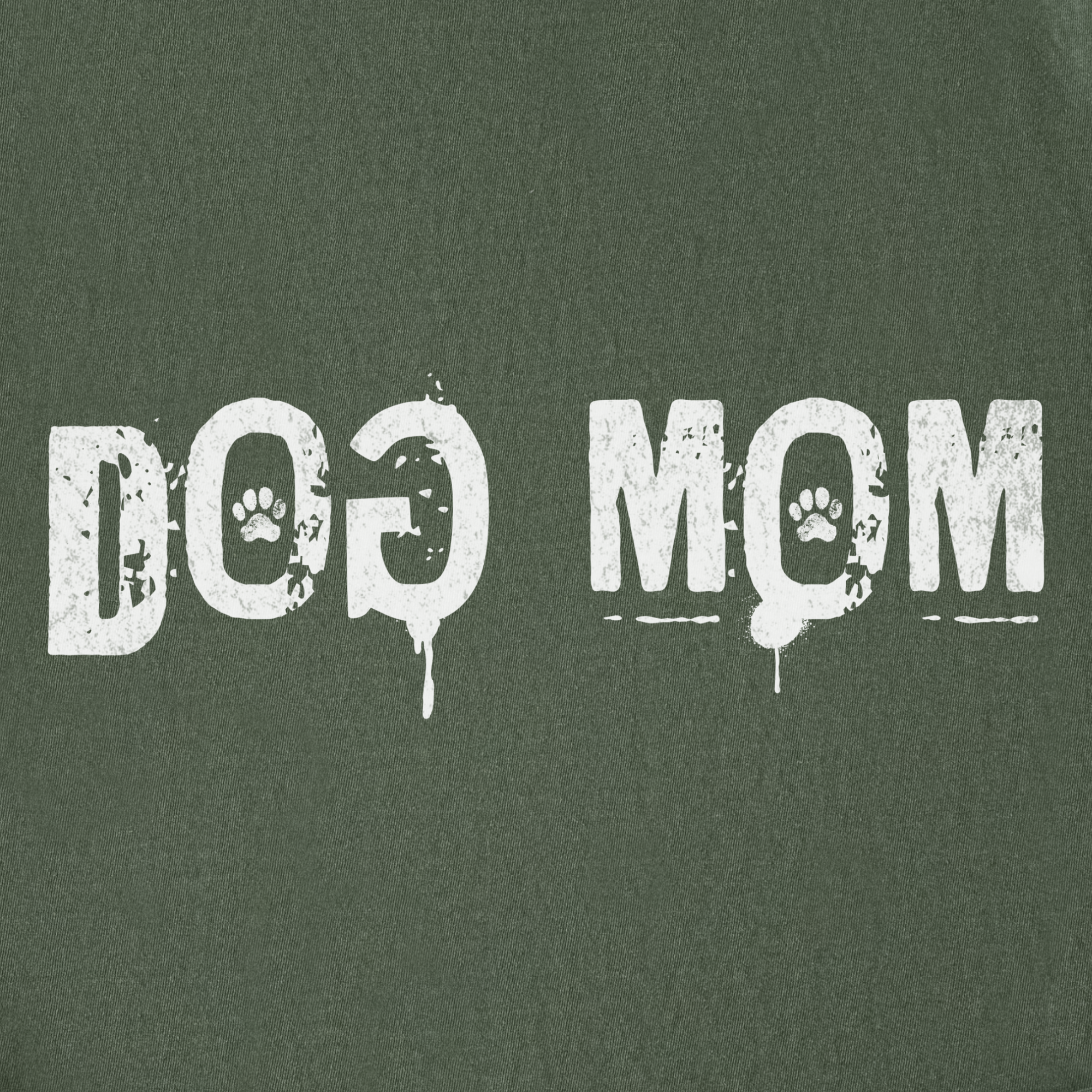 minimalist-dog-mom-messy-stamp-with-paint-splatter-dog-text-comfort-colors-t-shirt-in-moss - Moss Full Graphic