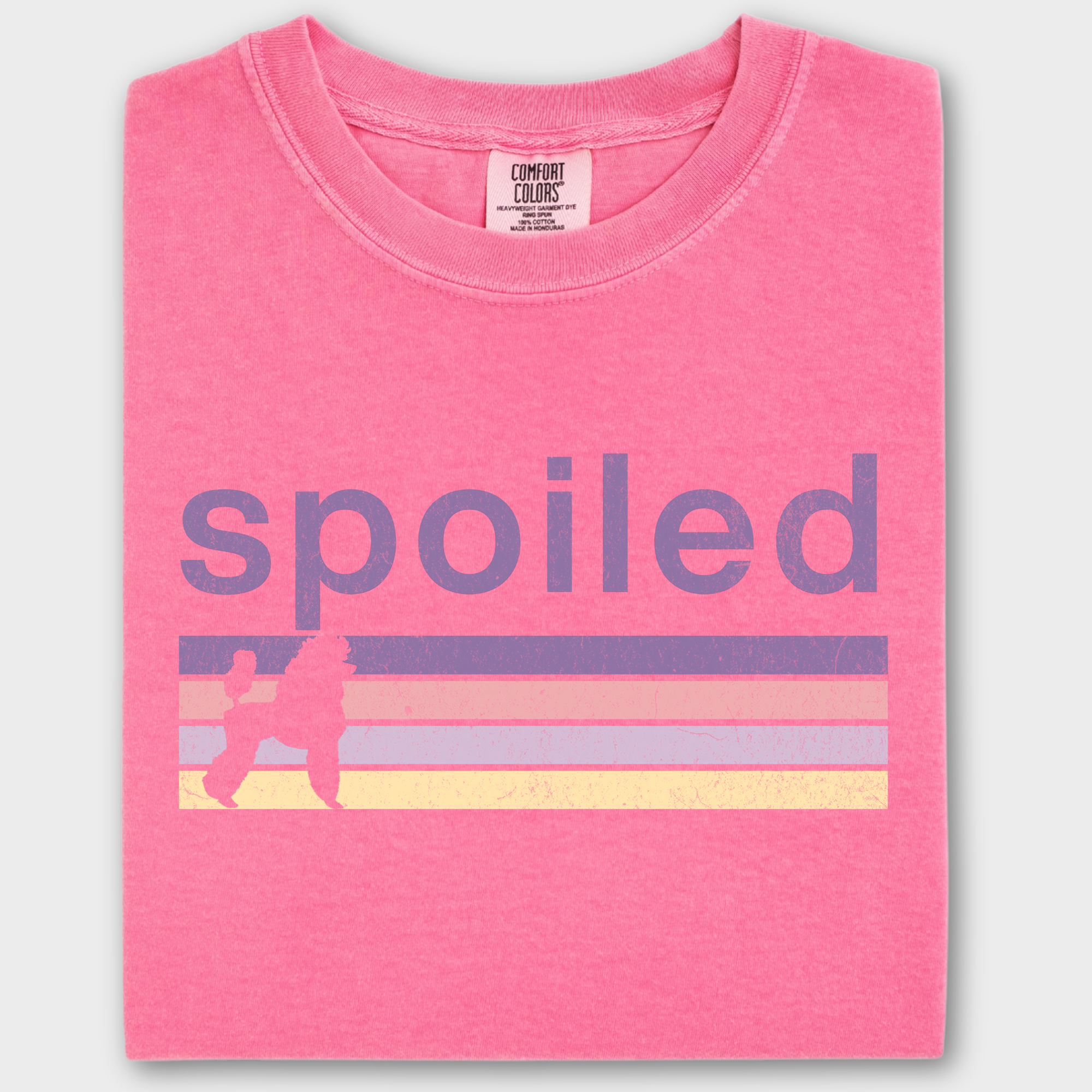 Vintage Poodle Spoiled Dog Graphic Comfort Colors T-Shirt in Crunchberry-Fetch N Found