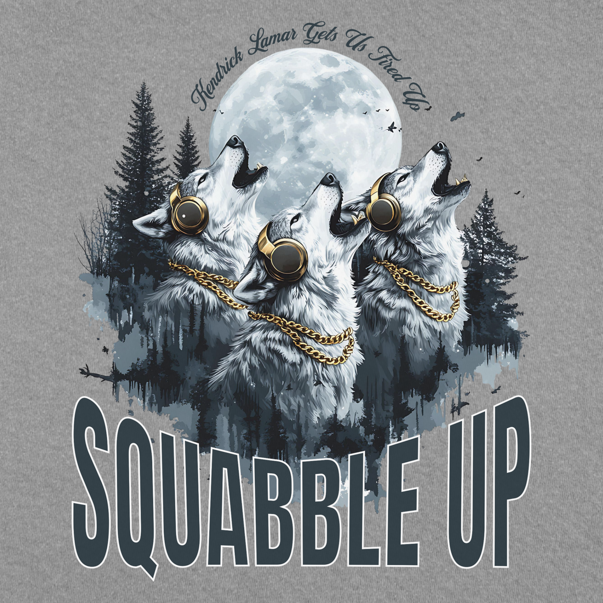 Retro Custom Squabble Up Dog Graphic T-Shirt in Gray