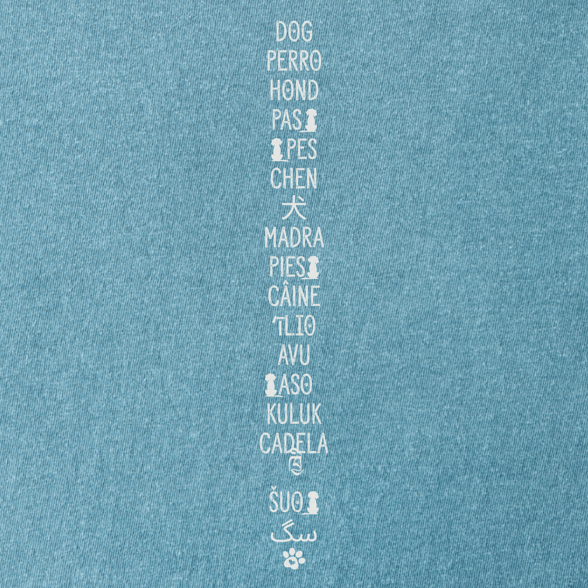DOG In Many Languages Graphic Comfort Colors T-Shirt in Ice Blue-T-Shirt-Fetch N Found