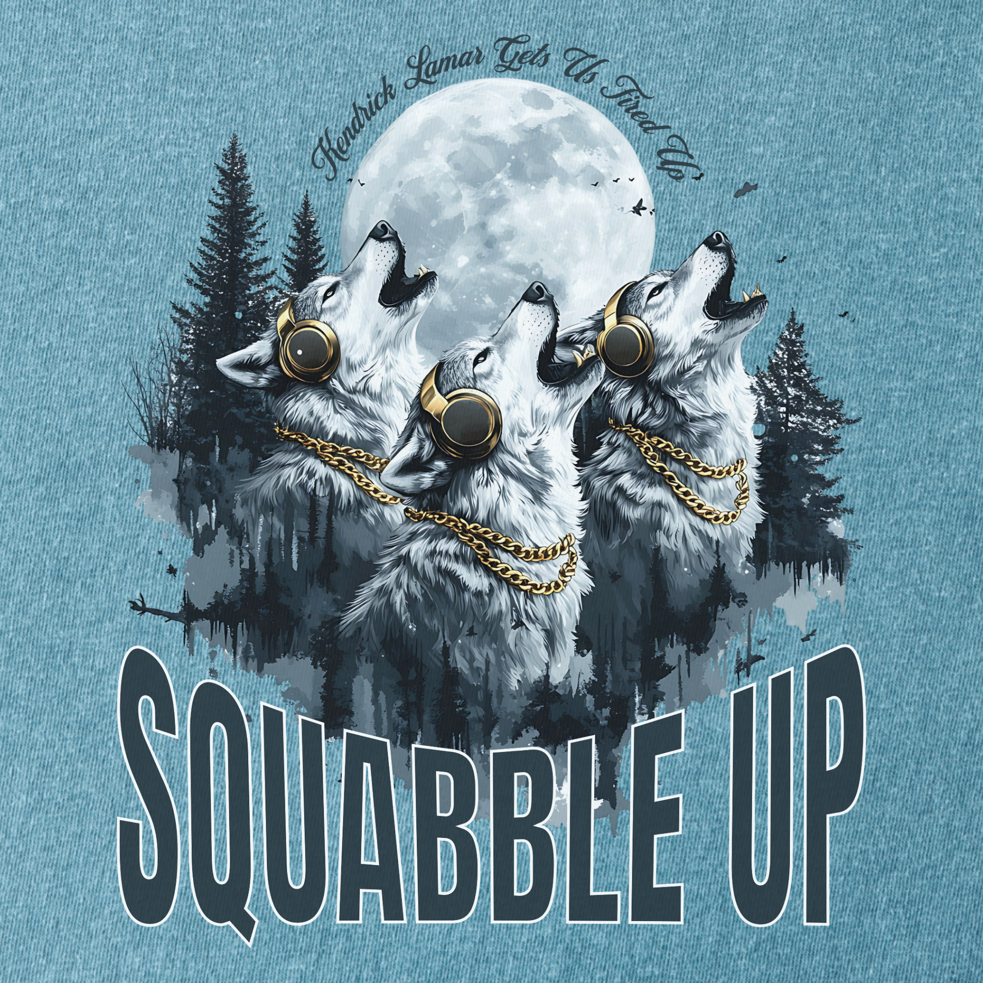 Retro Custom Squabble Up Dog Graphic T-Shirt in Ice Blue