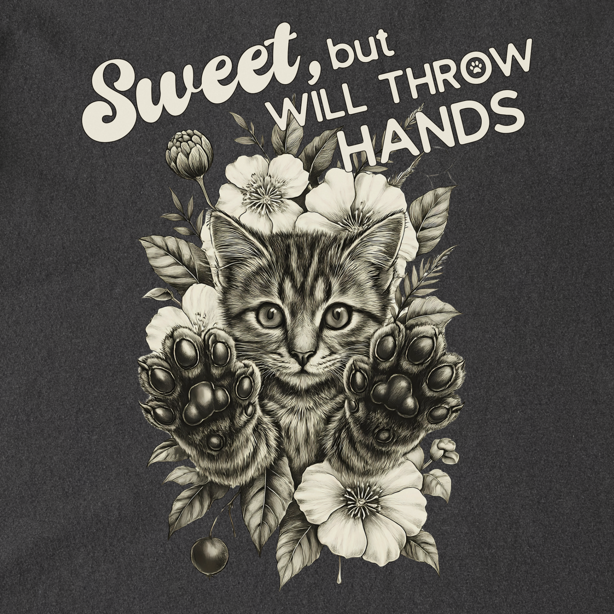 Western Sweet But Will Throw Hands Dog Line Art Comfort Colors T-Shirt in Pepper-T-Shirt-Fetch N Found