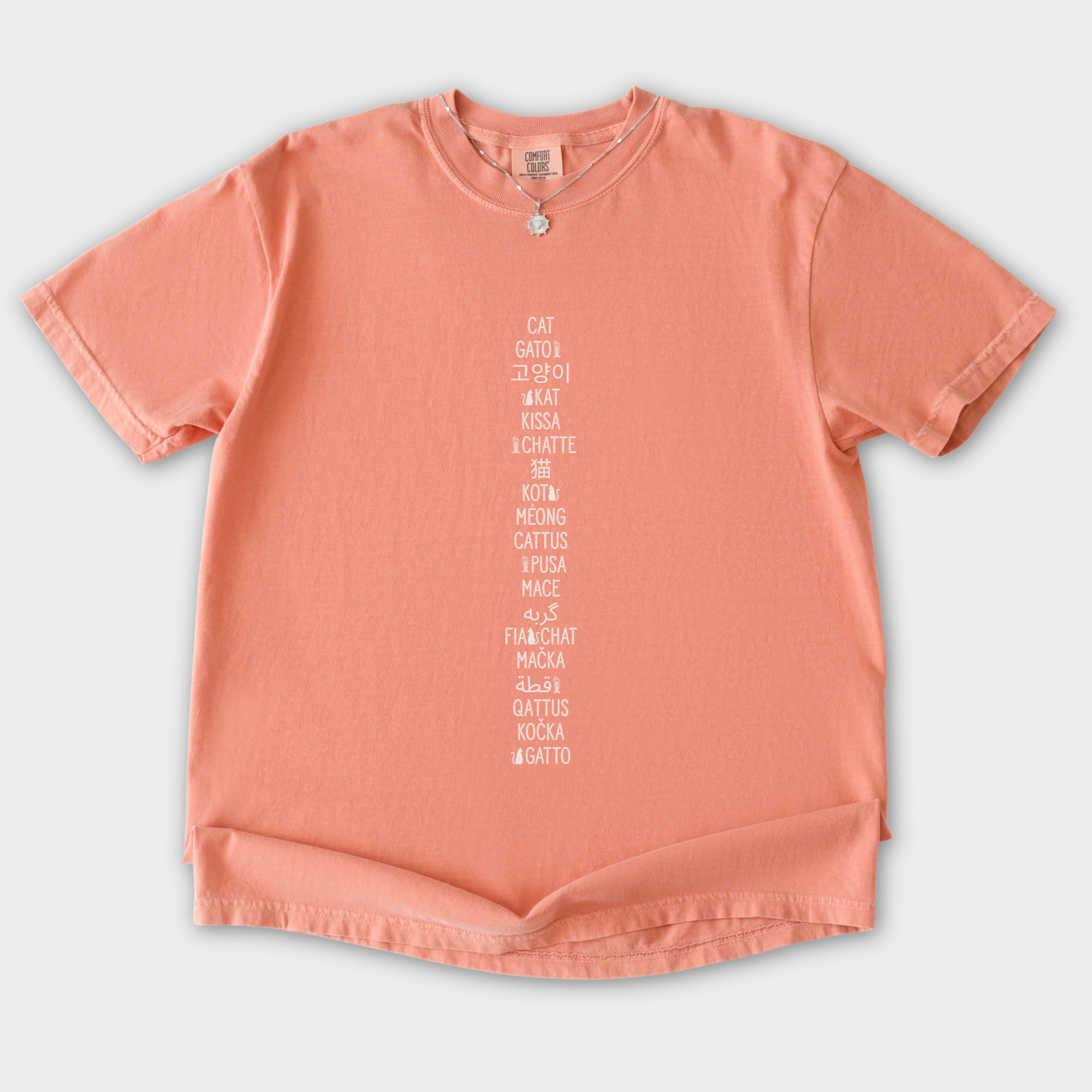 Minimalist CAT In Many Languages Cat Text Comfort Colors T-Shirt in Terracotta-T-Shirt-Terracotta-S-Fetch N Found