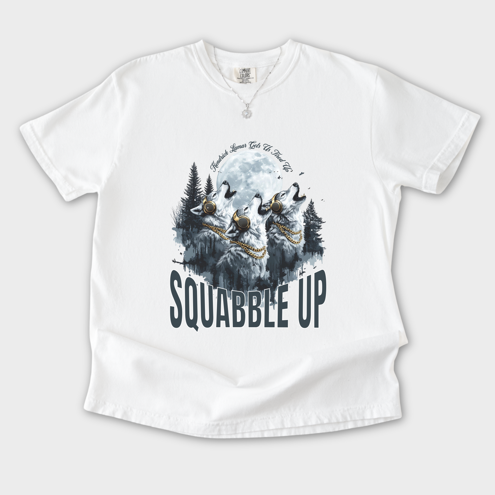 Retro Custom Squabble Up Dog Graphic T-Shirt in White