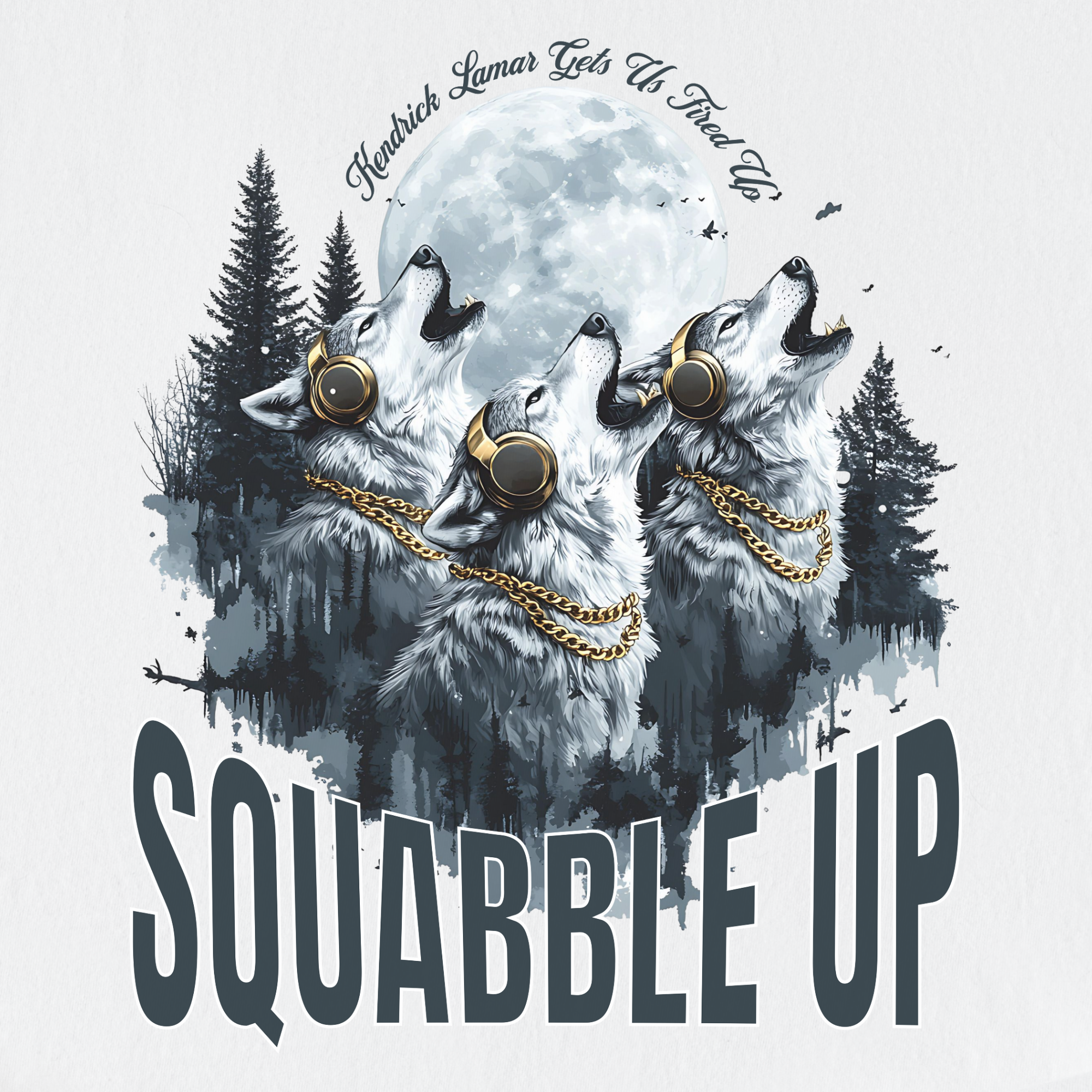 Retro Custom Squabble Up Dog Graphic T-Shirt in White